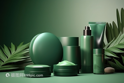 綠色高級護膚品數(shù)字藝術(shù) 科技與自然的完美交融